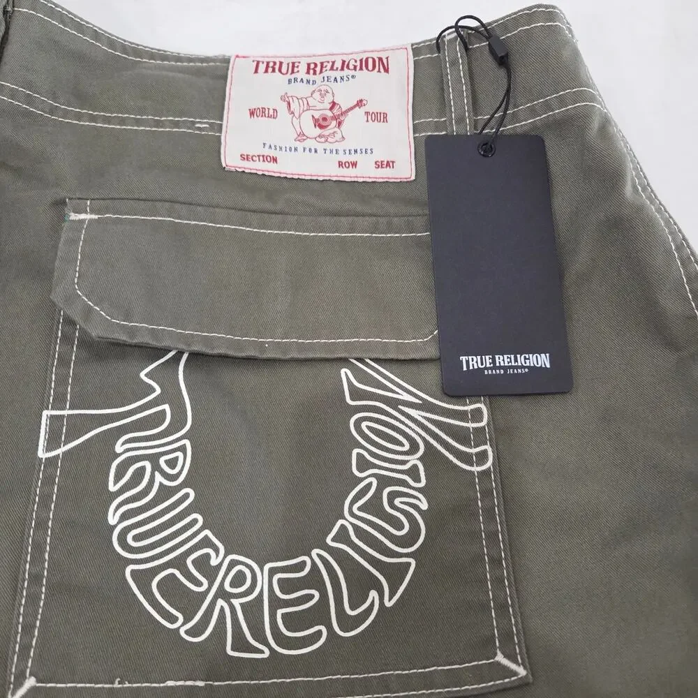Men's NWT True Religion Baggy Cargo Pants, Size 36